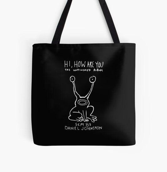 🔥 Tote Bag Daniel Johnston – Hi, How Are You | 100% Algodón, Beige, Diseño Icónico 🎶 - Trazzo Studio