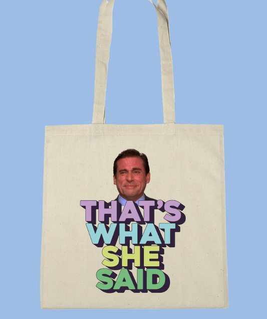 That's what she said Michael Scott The Office Dunder Mifflin tote bag - Trazzo Studio
